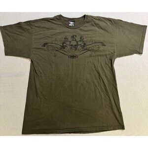 VTG SRH Shirt Mens Size XL Olive Green Graphic Skulls Streetwear Skate Y2K Tee